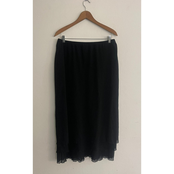 Hanky Panky XL Skirt Vintage Y2K Mesh Midi Black Stretch Pull On Goth 90s Style - Picture 2 of 10
